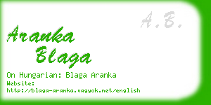 aranka blaga business card